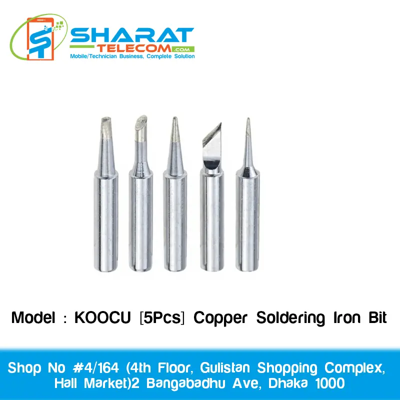 KOOCU [5Pcs] Copper Soldering Iron Bit KD 900M (T - I, B, K, 2.4D, 3C) (I+B+K+2.4D+3C) Model Iron TIP / Bit Set Combo